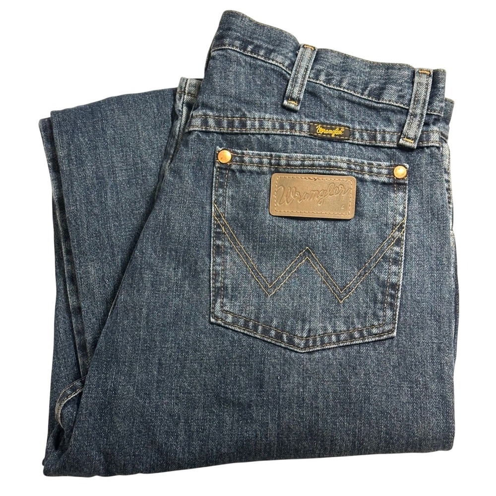 Wrangler Mens Cowboy Cut Original Fit Jeans Dark Wash Straight Leg 29x35.5